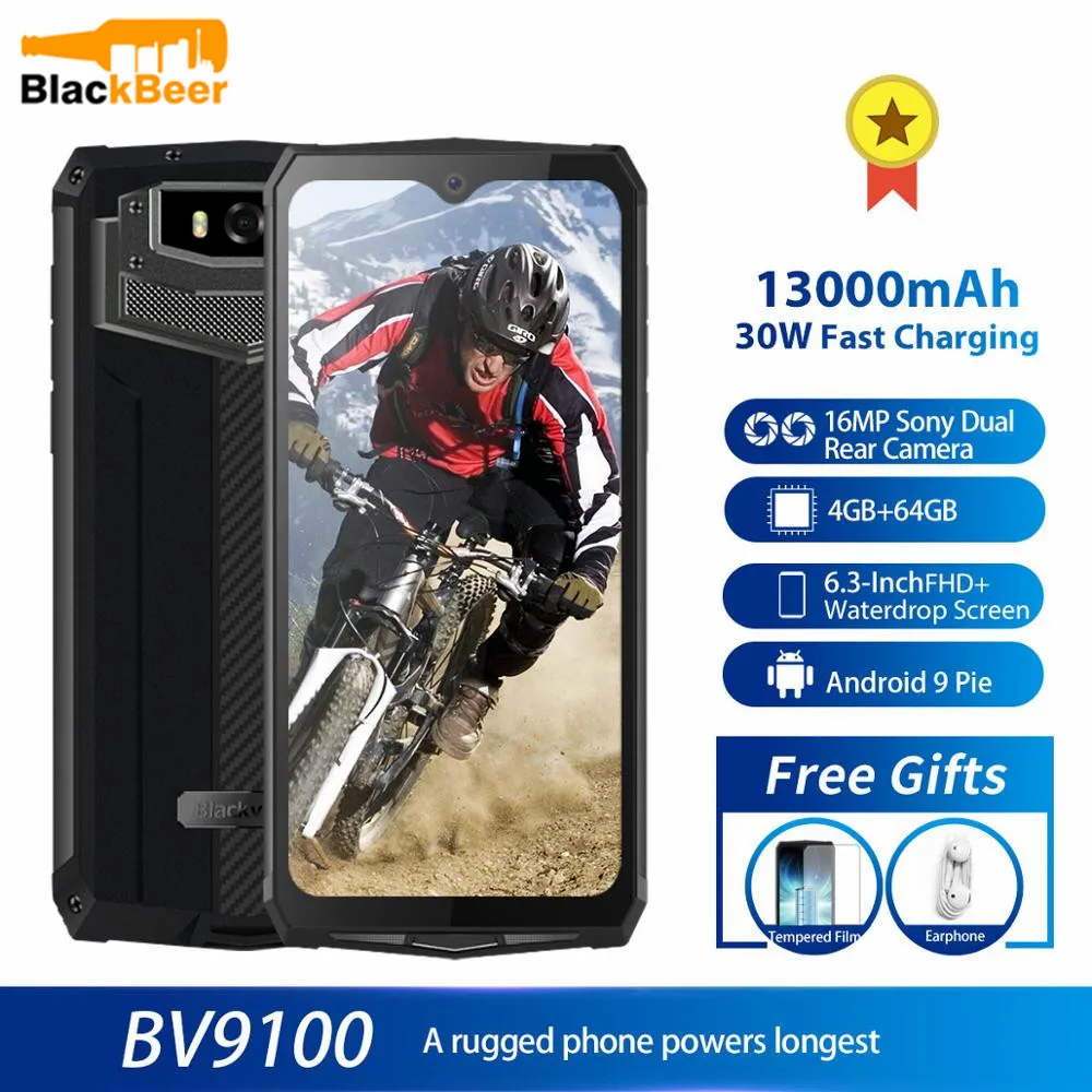 Blackview BV9100 прочный мобильный телефон IP68 Водонепроницаемый MTK6765 4G мобильный телефон 12000 мАч 30 Вт Быстрая зарядка 4 Гб 64 Гб 16,0 Мп смартфон