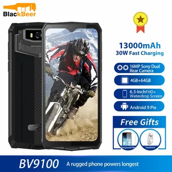 Перейти на Алиэкспресс и купить Смартфон Blackview BV9100, прочный, IP68, водонепроницаемый, MTK6765, 4G, мобильный телефон, 12000 мАч, 30 Вт, быстрая зарядка, 4 Гб 64 ГБ, 16 МП