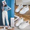 Fashion White Breathable Net Sneakers Women Low-Heel Flat Platform Ladies Lace-Up Fashion White Shoes Zapatos De Mujer Zapatos 3