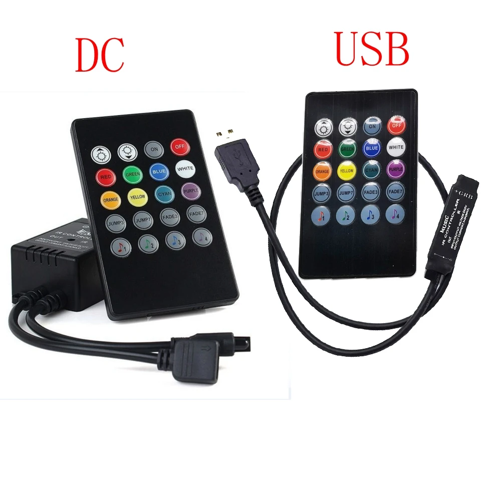 Новый музыкальный ИК контроллер с 20 кнопками USB постоянный ток 5 В/12 В черный