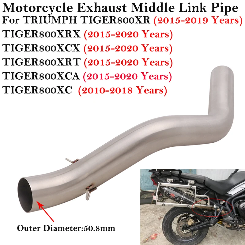 

Slip-On For TRIUMPH Tiger 800 XR XRX XRT XC XCA XCX Motorcycle Exhaust Escape Systems Modified 51mm Muffler Middle Link Pipe