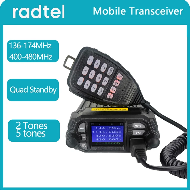 $81.8 Radtel KT 8900D 136-174MHz 25W 400-480Mhz 20W Mini Dual Band Mobile Car RadioDual Band Transceiver Amateur Walkie Talkie