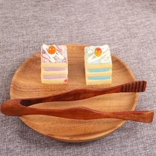 1Pcs Wood Food Tongs Long Handle Non-Slip Bread Tong Household Toast Cooking Tong Pastry Clamp Food Grade Kitchen Tools Utensils