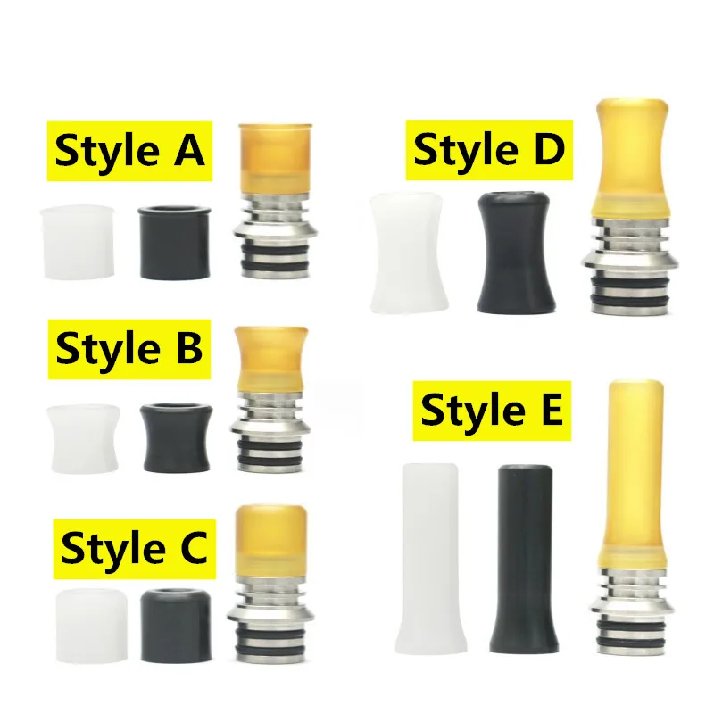 

510 drip tip set With 6 AFCs Plastic Yellow Black White Vape Mouthpiece Tips For 510 RDA RTA Vape Tank E Cigarette Accessories