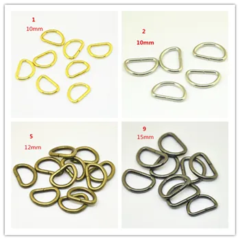 

50 pcs 0.4''/0.48''/0.6''/0.8''/1/1.5''IN Metal D-shaped buckle NonWelded D Dee ring Sewing clothes Strapping Bags Accessories