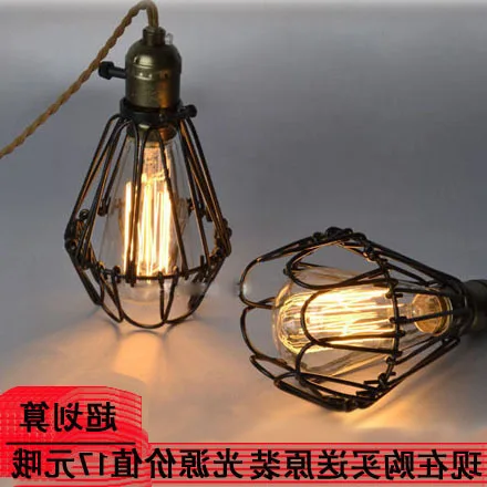 

Loft Retro Style Iron Iron Cage Industry Small Restaurant Bar Coffee Hall Chandelier luminaria