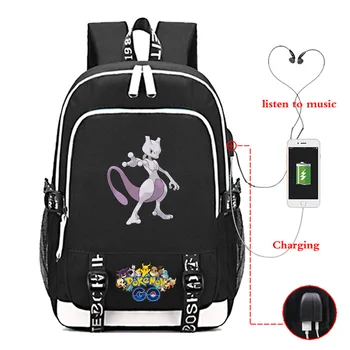 

Pokemon Cartoon Digital Printed Women Men USB Backpack Outdoor Casual Travel Bag Hiking Rucksack