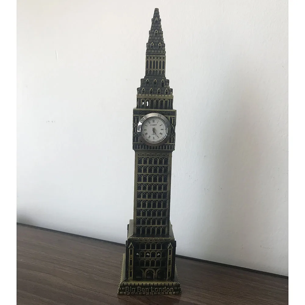 24cm Big Ben Миниатюрная Башня Халифа Мекка Часы Биг Бен Империя здание Мерлион Пизанская башня Кремлевский дворец дуга триумфа Римский колоссуем - Цвет: 24cm Big Ben