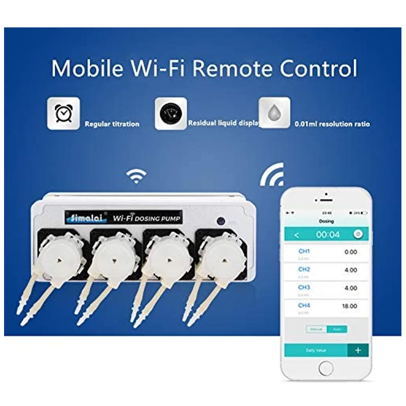 Программируемый перистальтический насос Simalai D4 Wi-Fi для морских и коралловых
