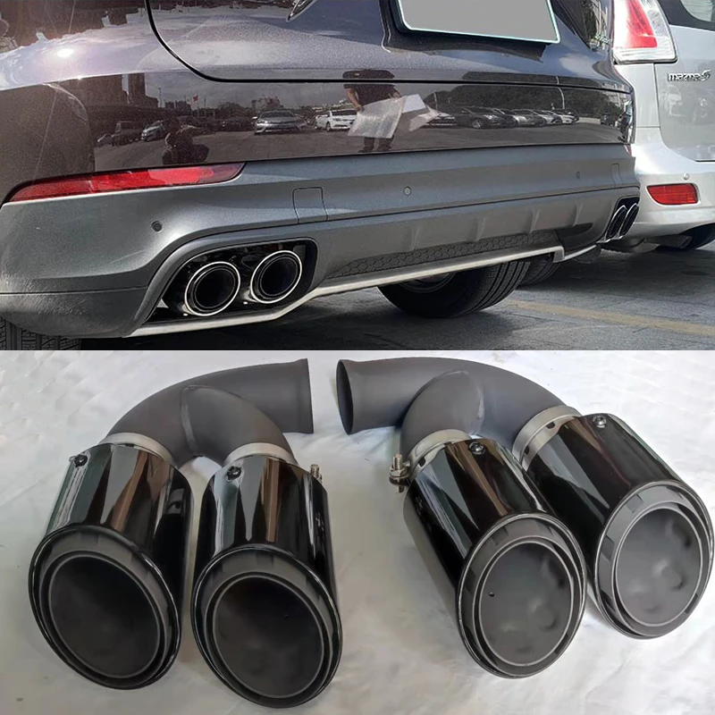 

For Cayenne V6 V8 3Rings Style Black Rear Tail Exhaust Tips Muffler Pipe 2011 2012 2013 2014 Car Accessories