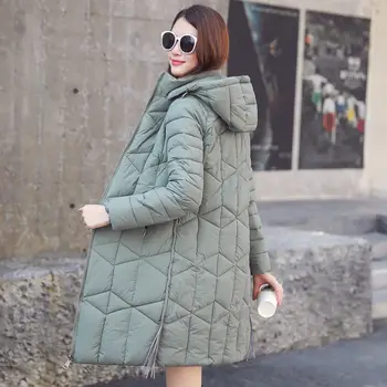 

Winter Warm Long Jackets Women Thick Casual Coats New Fashion Korean Style Hooded Cotton Parkas Female Outerwear Plus Size P249