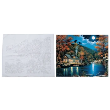 

DIY Oil Painting Paint By Number Kit Ie Drawing on Canvas By Hand Coloring Arts Crafts & The Moon Is Empty