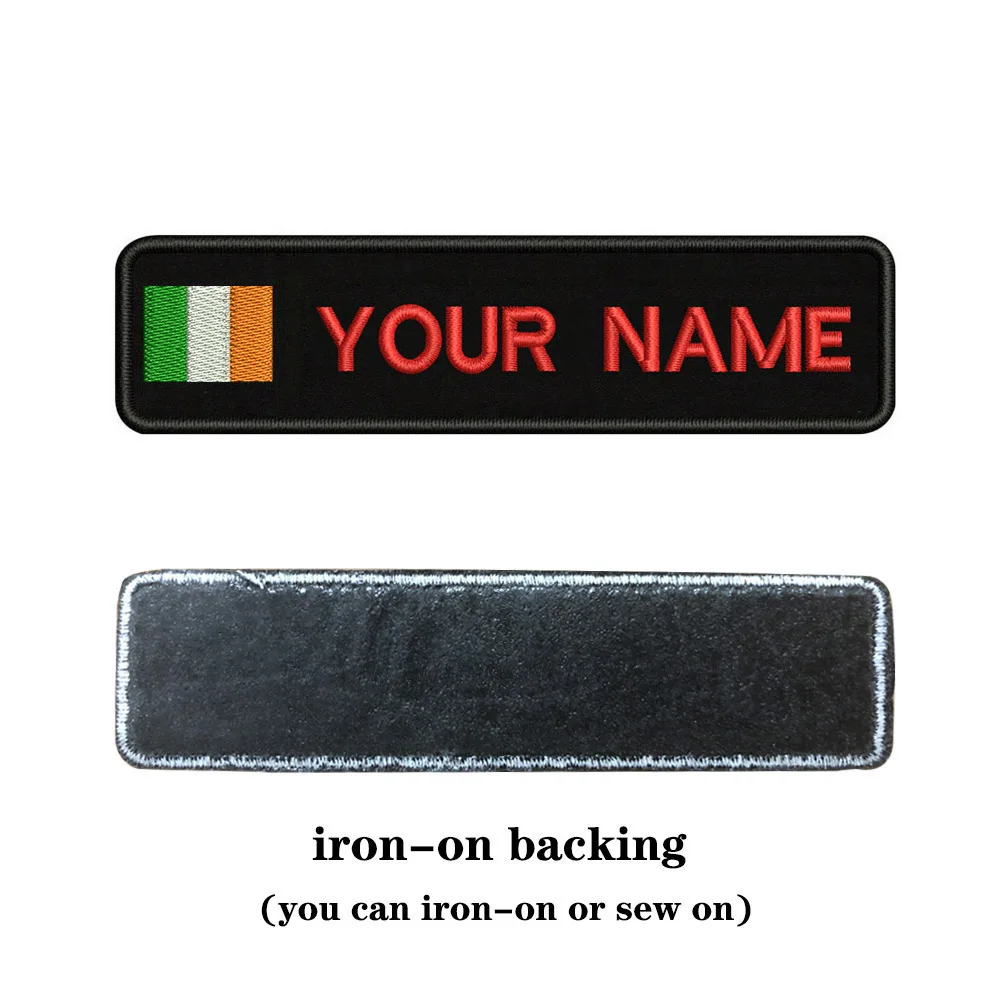 Rose red-iron on Вышивка На Заказ Флаг Ирландия имя или заплатка с текстом 10 см* 2,5 см значок Утюг на или липучке Подложка для одежды брюки рюкзак шляпа - Цвет: Rose red-iron on
