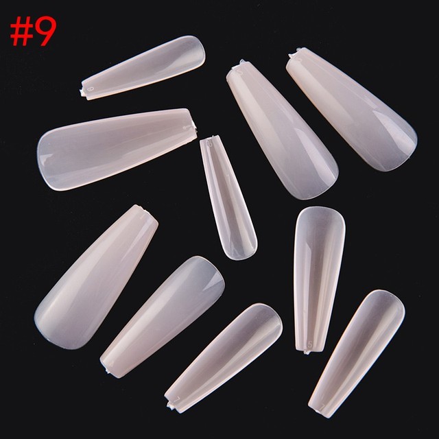 Full Cover Coffin Fake Nails Artificial Press on Nails Long Ballerina Design Clear/Natural/white False Nails Art Tips
