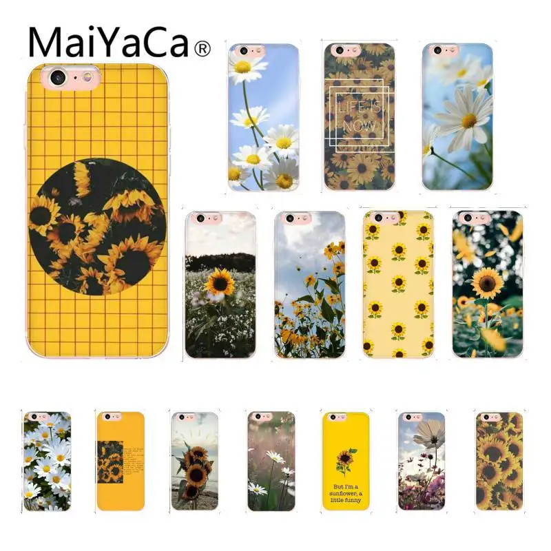 Чехол MaiYaCa для телефона с желтыми цветами маленькими маргаритками и подсолнухами