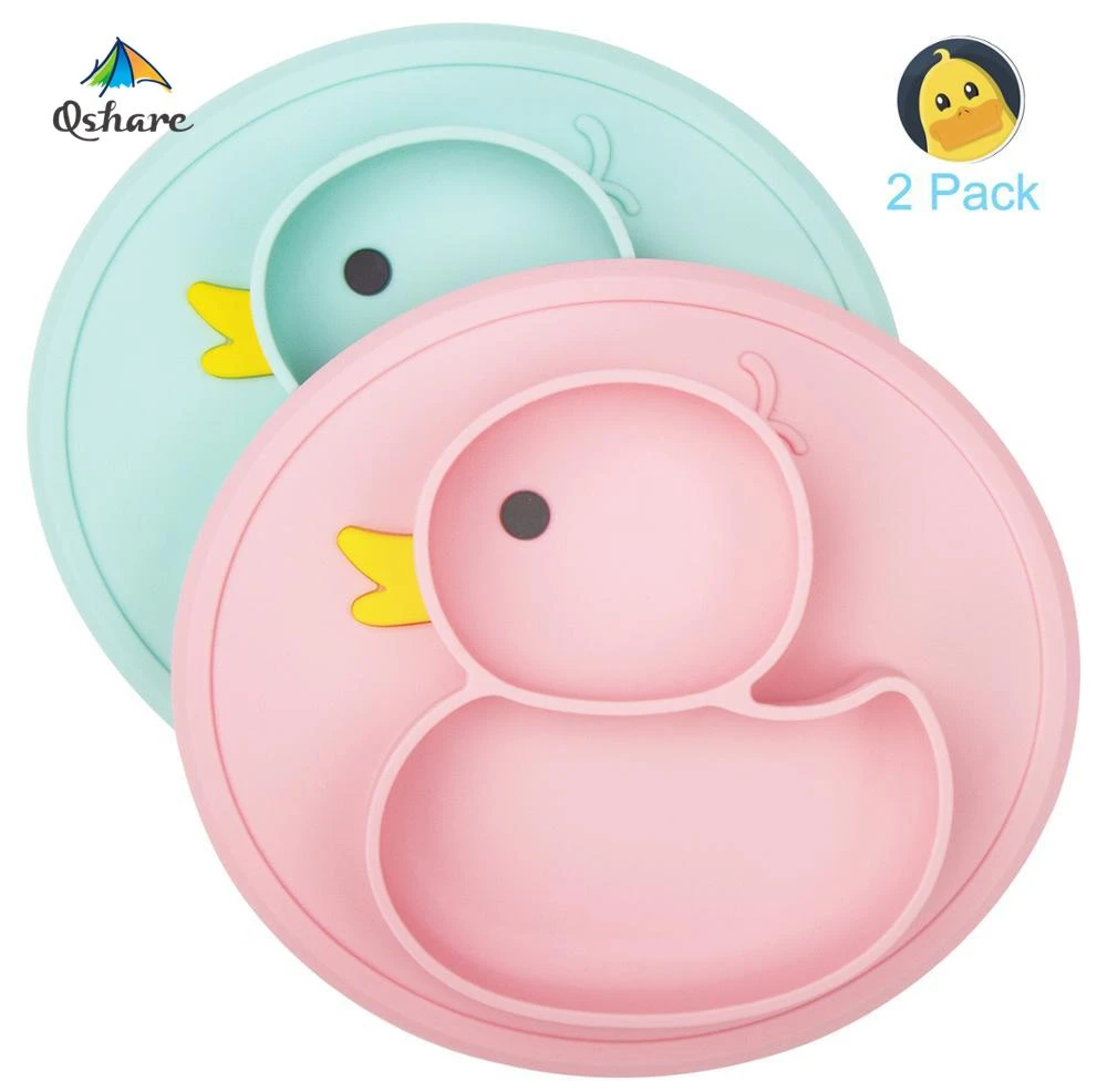 Qshare plato de silicona para bebé, piezas, platos de succión de silicona, bandeja antideslizante, comida para niños, alimentación de frutas, para niños pequeños|Platos| - AliExpress