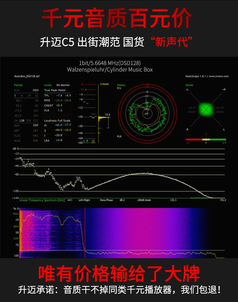 SHMCI C5 MP3 HIFI DSD Профессиональный MP3 HIFI музыкальный плеер Поддержка усилителя для наушников ЦАП wm8965 DSD256 с OLED Zishan DSD