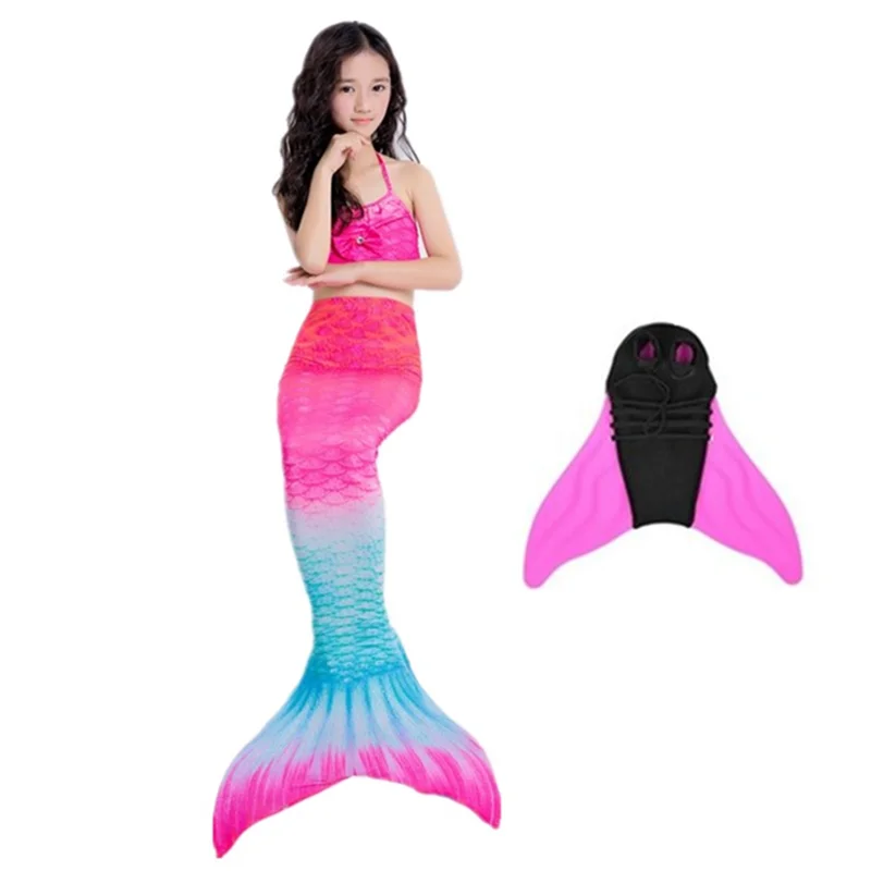 4 унида/комплект,, для девочек, sirena colas con Fin Traje de bamino, бикини, Traje de bamino, vestido para nignas con Flipper Monofin p - Цвет: 4pcs as picture show