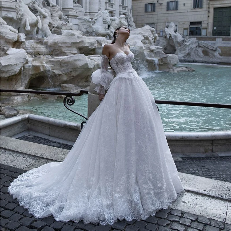 

Verngo Boho Wedding dress Lace Appliques Princess Bride Dress Elegant Wedding Gowns Robe Sirene Mariee Suknia Slubna
