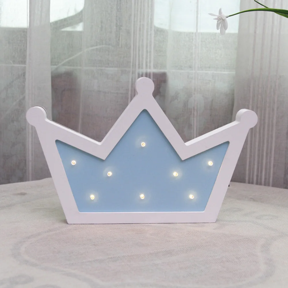 

Wall Led Gifts Wedding Decor Kids Bedroom Crown Shape Birthday Night Light Home Desk 3D Party Wooden Cartoon