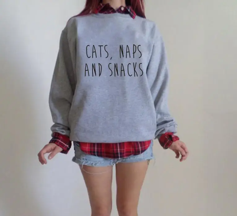 Europe And America Hot Selling Fashion Cats Naps And Snacks Printed Letter WOMEN'S Dress Loose-Fit Fashion Hoodie