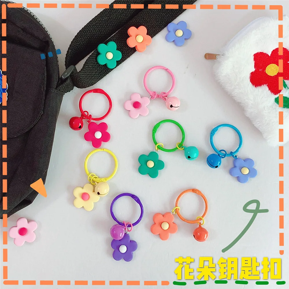 

Japanese-style Korean-style Hipster Hyuna Flower Bell Keychain Little Fairy Candy-Colored Macarons Flower Keychain