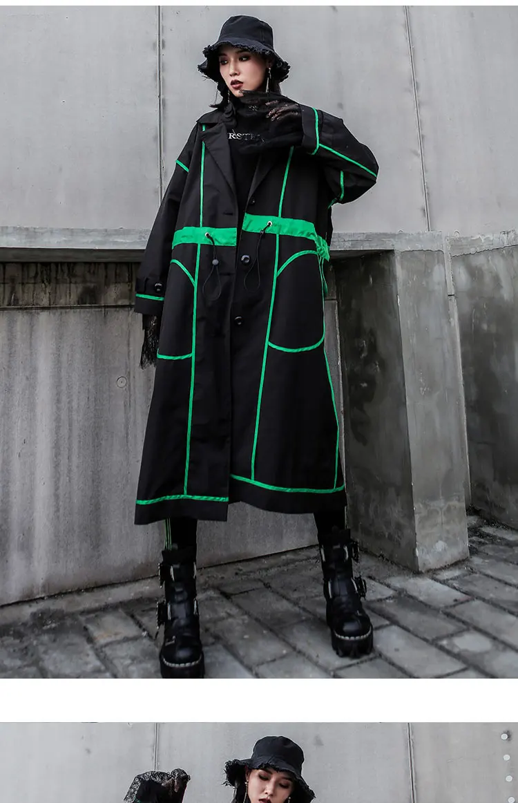 XITAO плюс размер длинный тренч для женщин Корея Мода элегантный один грудь широкий пояс карман лоскутное отложной воротник пальто GCC1722
