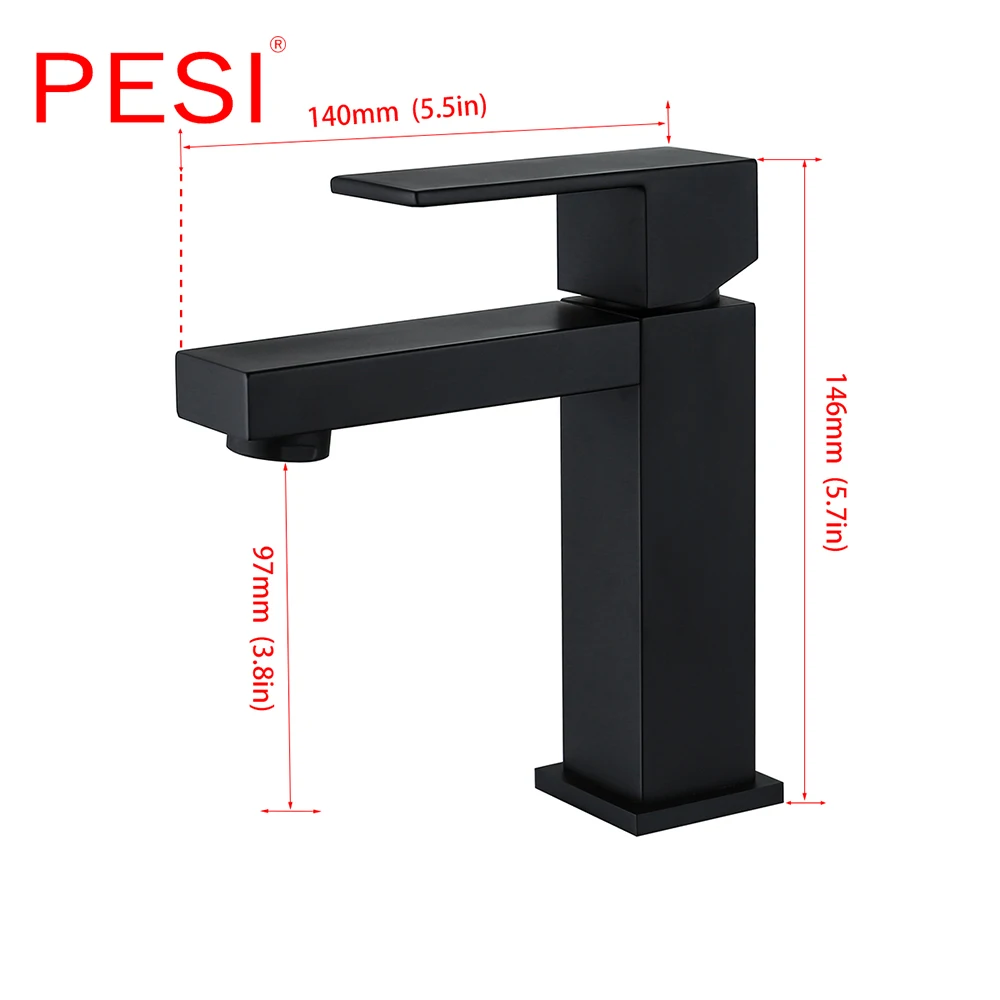New Square Matte Black Bathroom Faucet Brass water saving Basin Mixer Bathroom Accessories Tap Bathroom Sink Basin Mixer Tap.