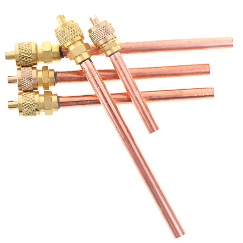 5pcs/lot Metal Service Access Valve 1/4" SAE 1/4" OD 4" Stem Strong Core AC Air Conditioner Refrigeration Access Valve