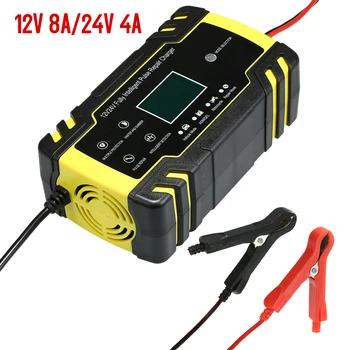 

Hot New Car Battery Charger 12V 8A 24V 4A Pulse Repairing 3-Stage Automatic Smart Battery Charger with LCD Display