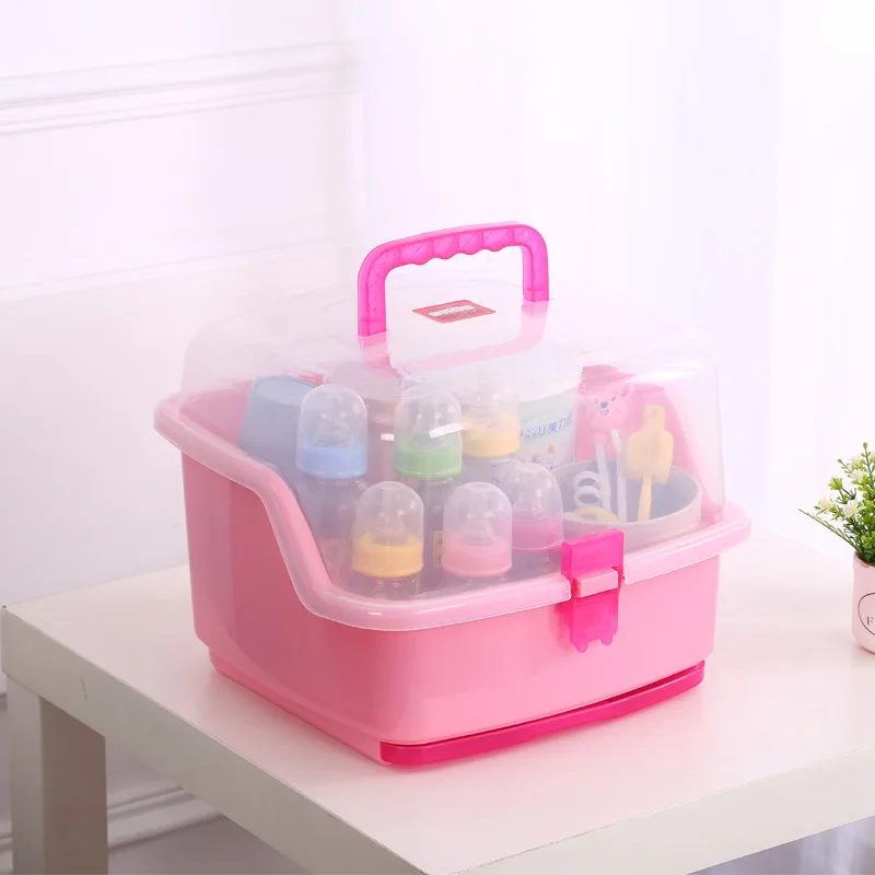 

BABY'S Feeding Bottle Storage Box Baby Milk Powder Tableware Storage Box Feeding Bottle Water Draining Drying Rack Portable with