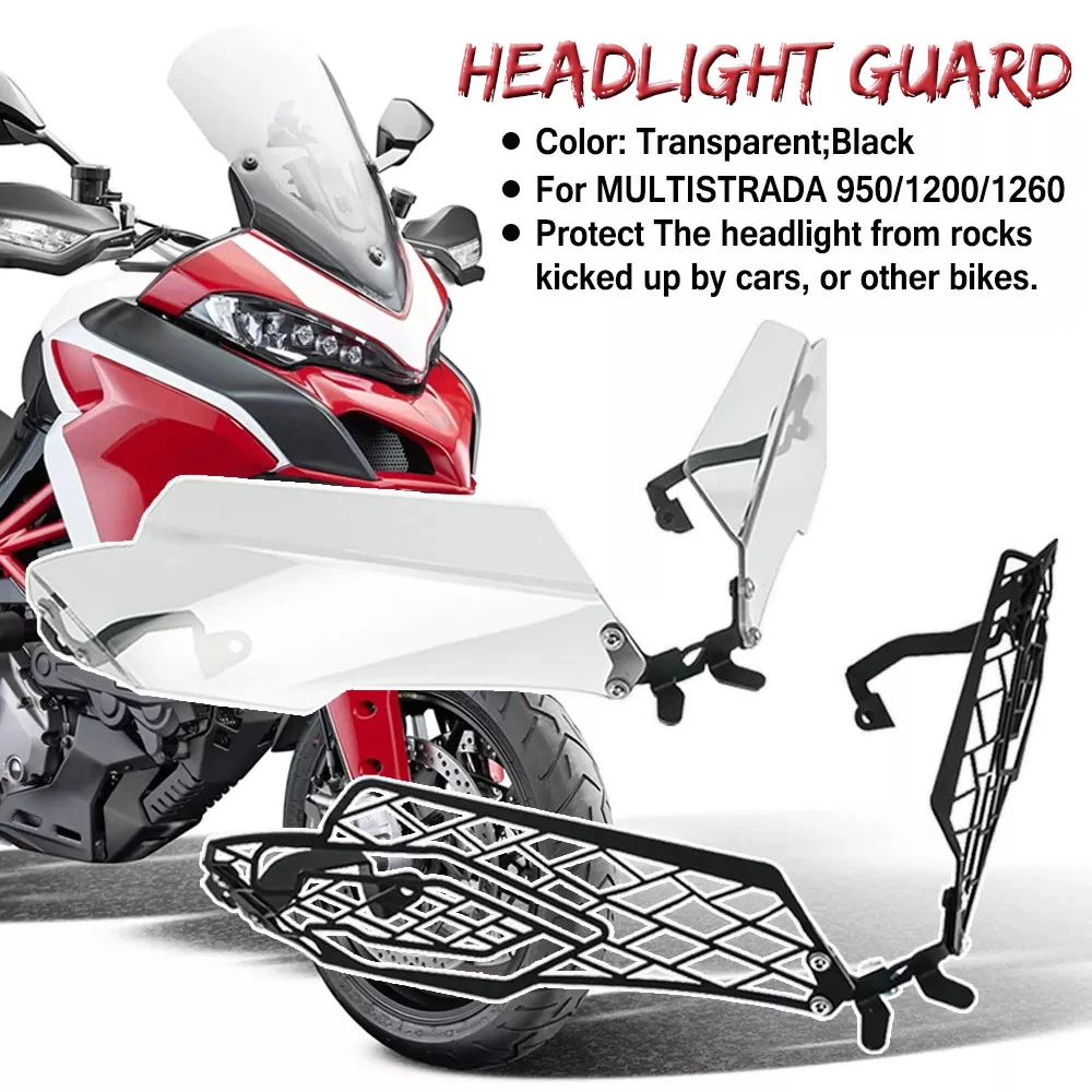 Headlight Grille Protector For DUCATI MULTISTRADA 950 1200 1260 2015-2020 All Models Head Light Guard Headlamp Protection Cover license plate holder frame