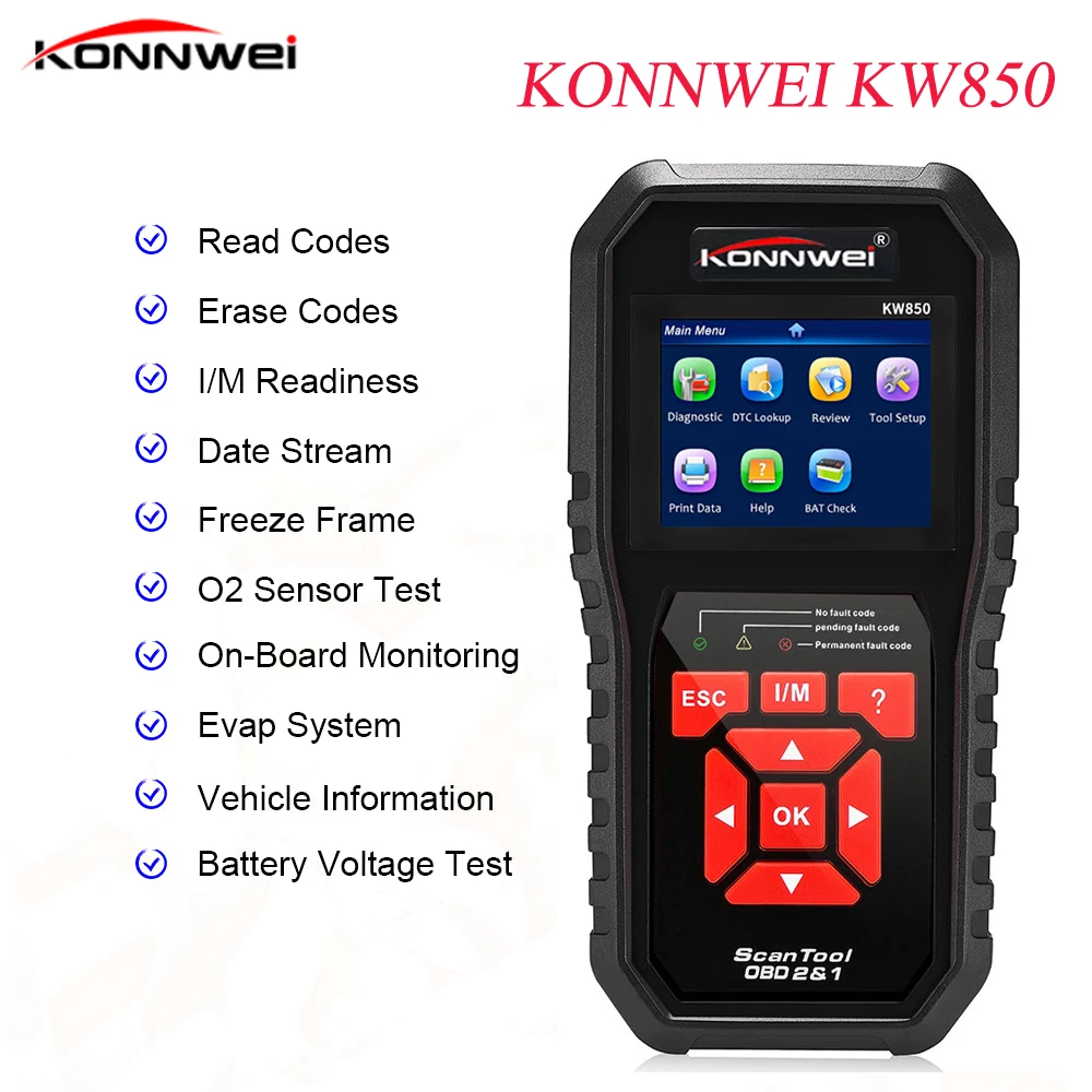 KONNWEI KW850 OBD2 автоматический диагностический сканер универсальный OBD Автомобильный диагностический инструмент ODB2 проверочный двигатель автомобильный код считыватель