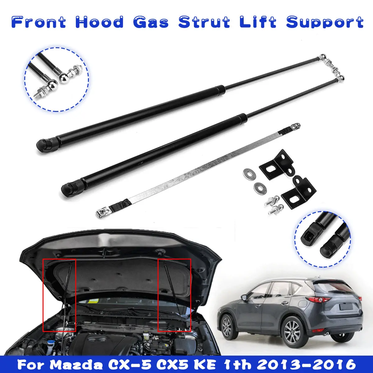 2x Front Engine Cover Hood Shock Lift Struts Bar Support Arm Gas