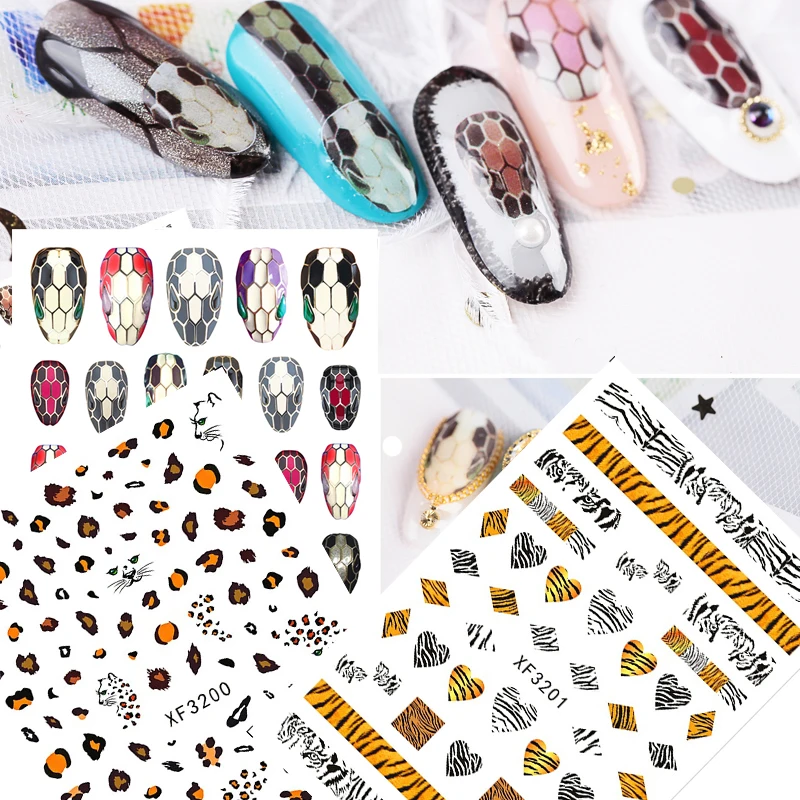 

Snake Leopard Nail Sticker for Nails Decoration Decals Back Glue Sticker Foil Manicure for Nail Art Sticker Design Decoration