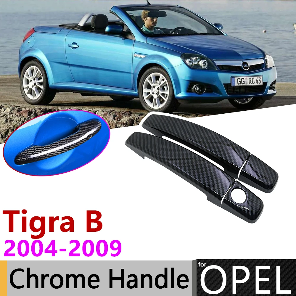Черная накладка на дверную ручку из углеродного волокна для Opel Tigra B 2004 ~ 2009 2005 2006