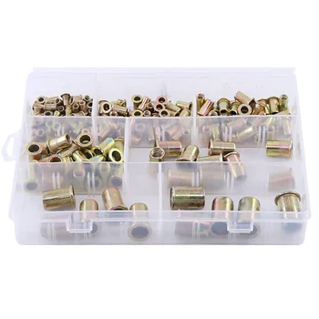 

210 PCS Rivet Nuts Flat Head Rivet Nuts Set Nuts Insert Reveting Multi Size Collocation(M4 M5 M6 M8 M10 M12)