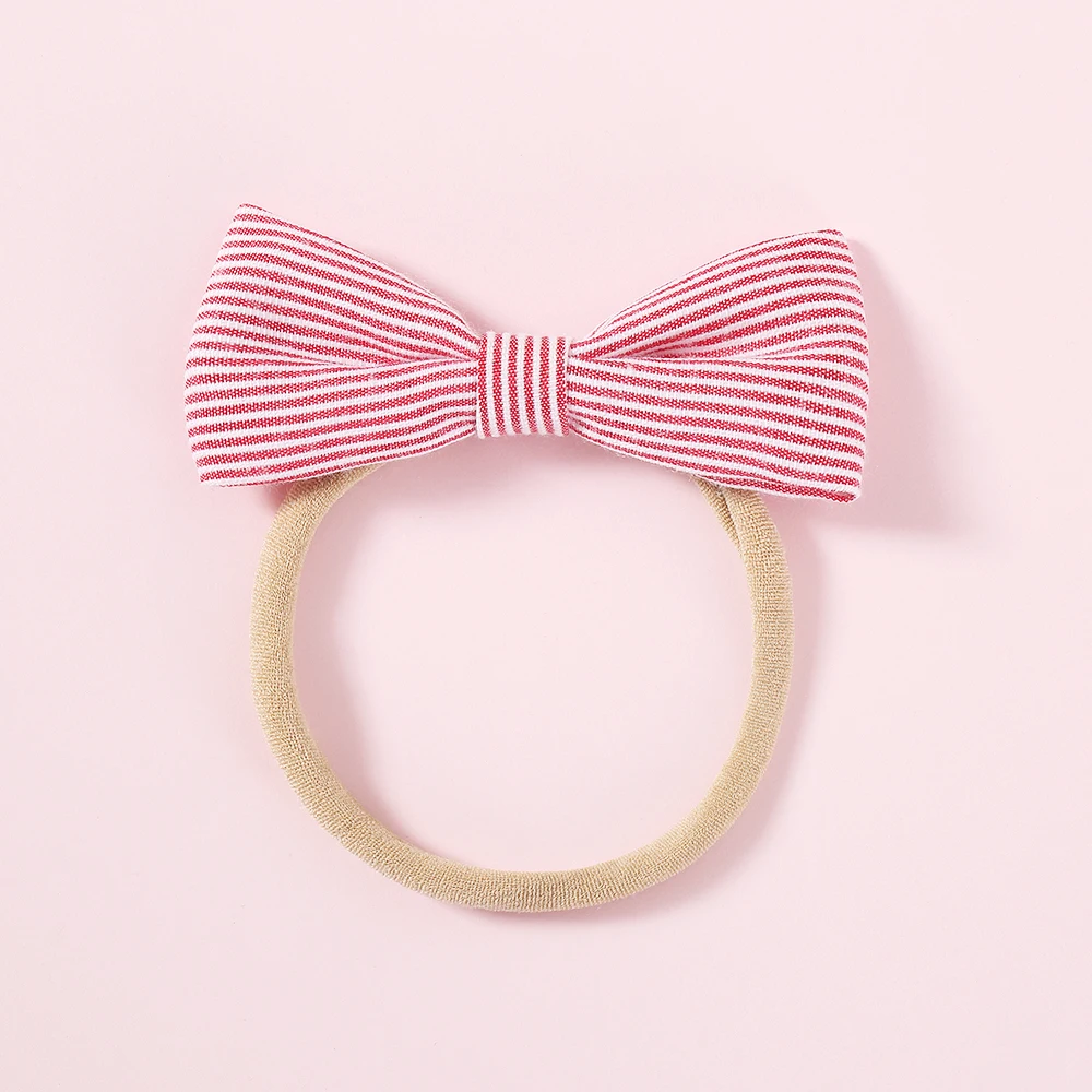 

5pcs/lot Handmade Stripped Bow Headbands Cute Kid Girls Cotton Headwear Elastic Nylon Bowknot Headband hair accessories