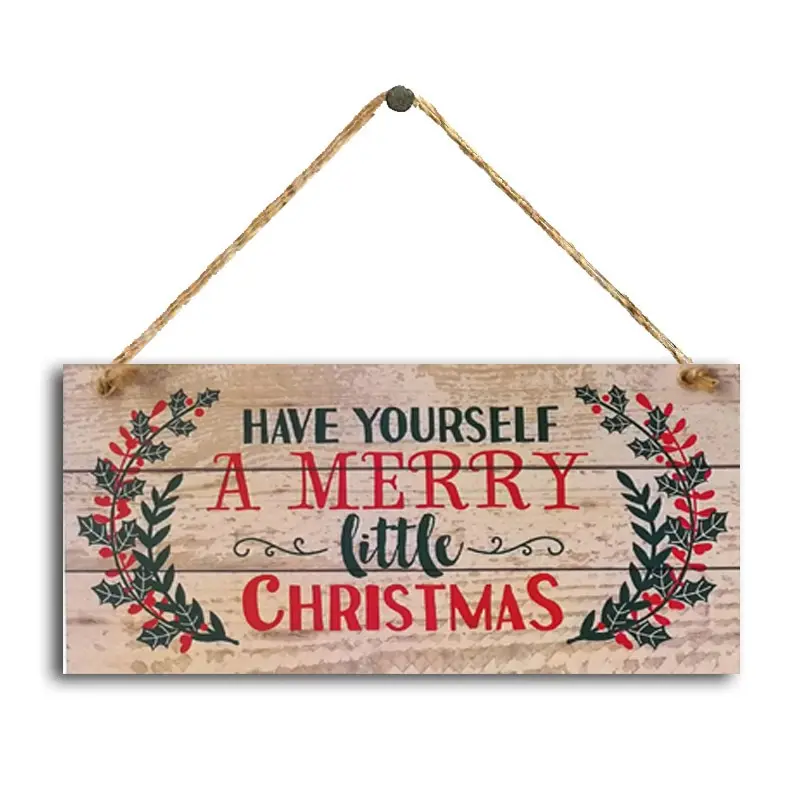 1PC New Year Wooden Door Hanging Sign Kids Bedroom Ornament New Year Party Decoration for Home Wooden Pendant Navidad Gift
