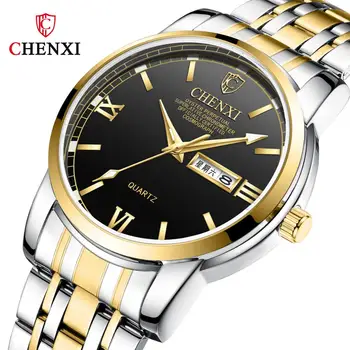 

CHENXI watch double calendar watch noctilucent waterproof stainless steel brand watch men's business watch