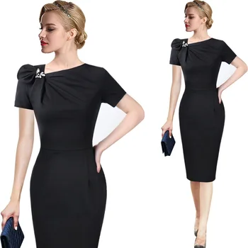 

Black Straight Mother Of the Bride Dresses Knee Length Formal Wedding Guest Party Dress Blue Women Formal Gown ESAN361