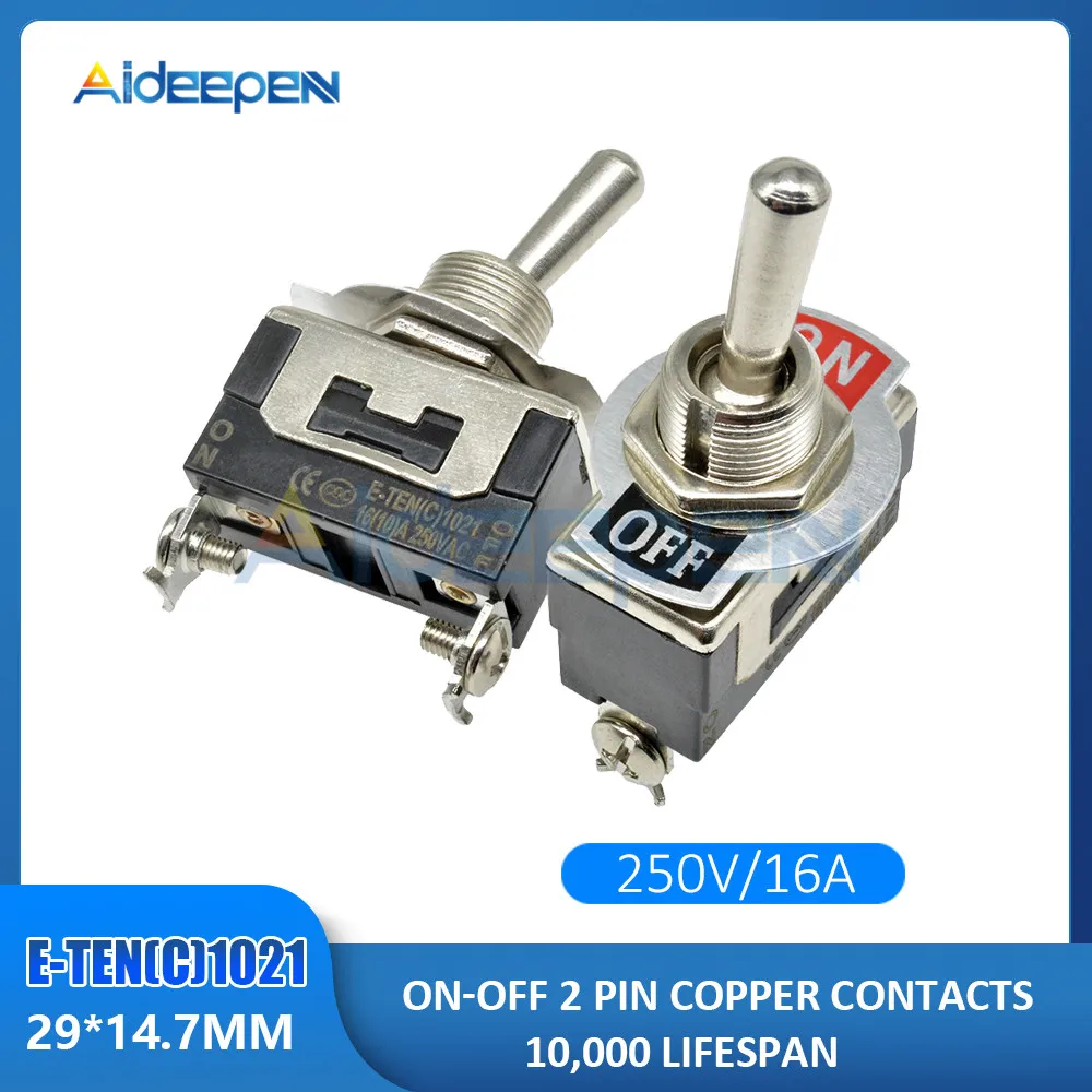 Мини автоматический переключатель переменного тока 250V 16A 2/3/4/6/12-контактный ВКЛ-ВЫКЛ-на 2/3 позиции Медь/серебряный контакт с Водонепроницаемый Кепки - Цвет: E-TEN(C)1021