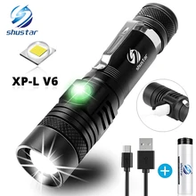 Ultra jasne LED latarka z XP-L V6 LED koraliki do lampy wodoodporna latarka Zoomable 4 tryby oświetlenia wielofunkcyjny USB ładowania
