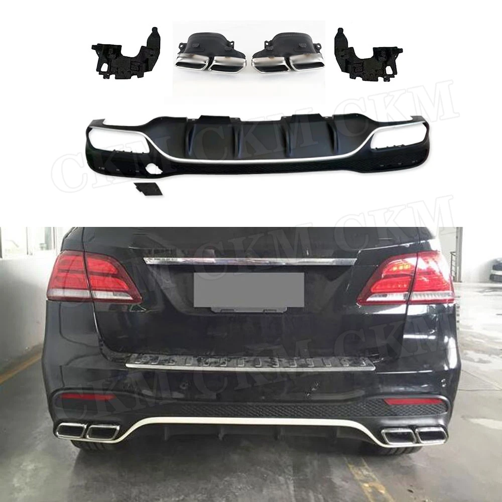 Rear Lip Diffuser Spoiler With Exhaust Tips For Mercedes Benz Gle Class W166 Gle63 Amg Suv 2016 2018 Pp Bumper Guard Bumpers Aliexpress