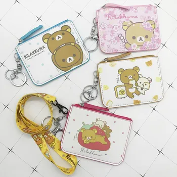 

1PC Random Cartoon Women Girls PU Coin Bag Rilakuma Coin Purse Keys Card Holder Wallet Money Bags Earphone Package Kids Gifts