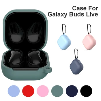 

7 Color Anti-Dust Full Cover With Hook For Samsung Galaxy Buds Live Case Shockproof Slim Silicone Earphone Cover With Ring
