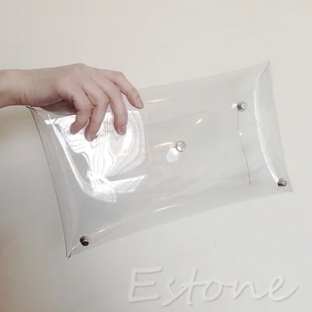

Transparent Fashion Designer Unisex PVC Envelope Clutch Clear Color Bag Handbag L9BE