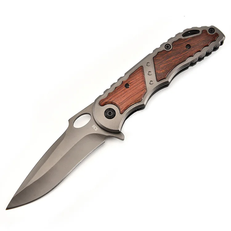 

Damascus 440C Blade Sandalwood Folding Blade Knife North American Hunting Knife Survival Tactics Folding Camping Pocket Knife