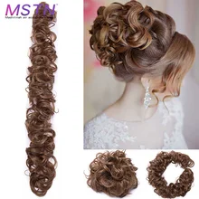 MSTN Дамский кудрявый пучок с резинкой термостойкие вискоза булочка обмотки моды парик для взрослых аксессуары для волос