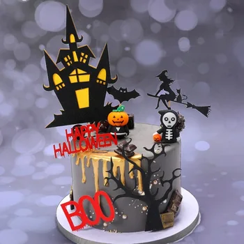 

Halloween Cake Decoration Card Vampire Pumpkin Ghost Decoration Cake Dessert Hat Decoration Birthday Party Supplies